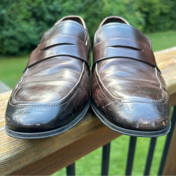 To Boot New York Adam Derrick Tesoro penny loafers in dark brown leather - Picture 3 of 8